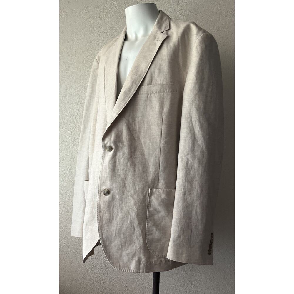KROON Men's Linen Cotton Blazer Jacket 46L Sport Coat Casual Summer Beige